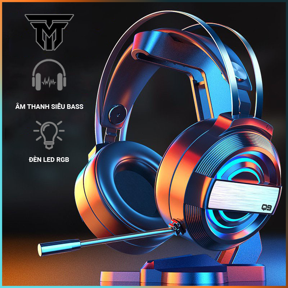 Tai Nghe Chụp Tai Máy Tính Teement TM01 Gaming MC Q9 Có Đèn Led Đổi Màu, Mic Đàm Thoại, Headphone Chơi Game Trên Laptop, Pc - Hàng Chính Hãng