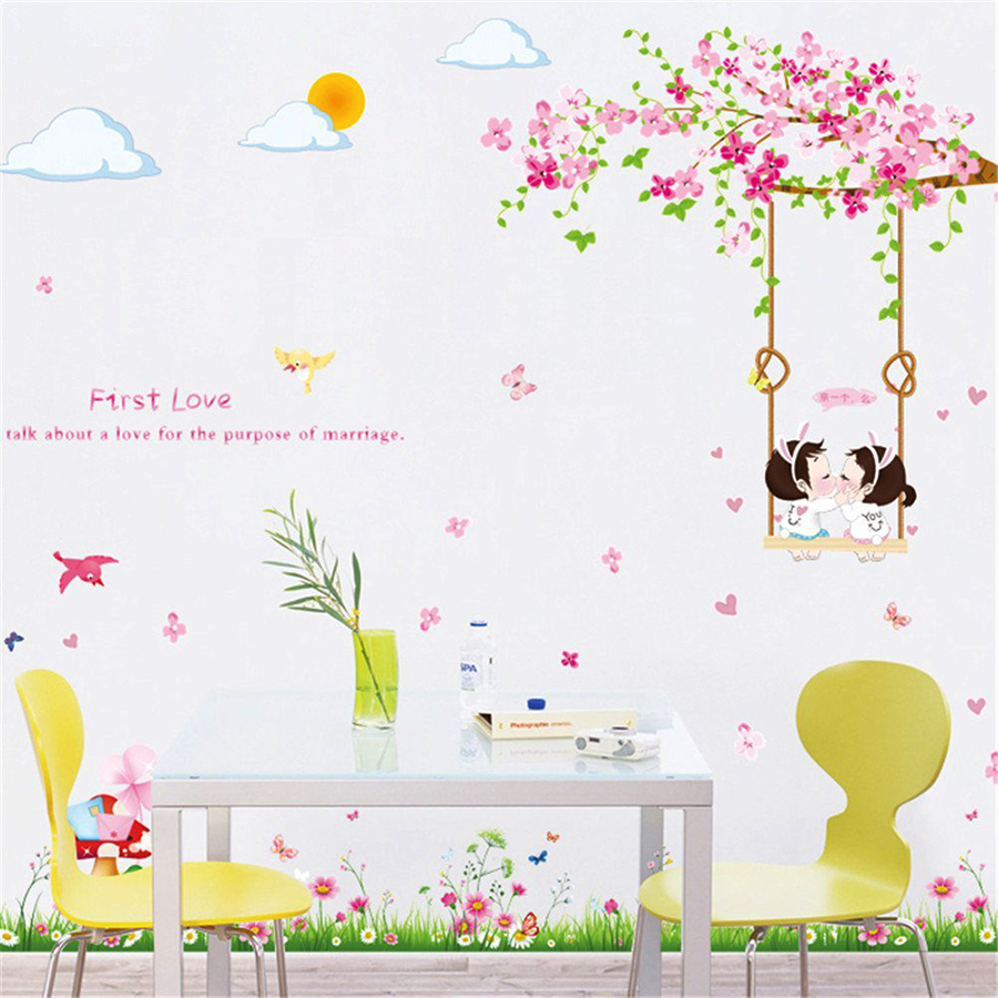 Decal Dán Tường Xích Đu Tình Nhân Binbin PK221 (150 x 130 cm)