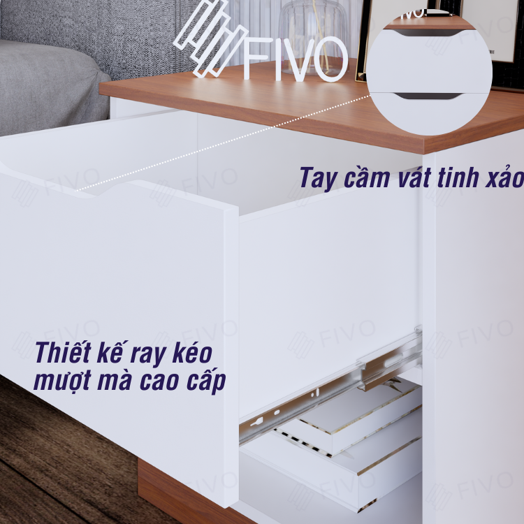 Tủ Đầu Giường Mini FIVO FT18 Thiết Kế Hiện Đại Có Ray Kéo Cao Cấp Phù Hợp Với Mọi Không Gian Phòng Ngủ