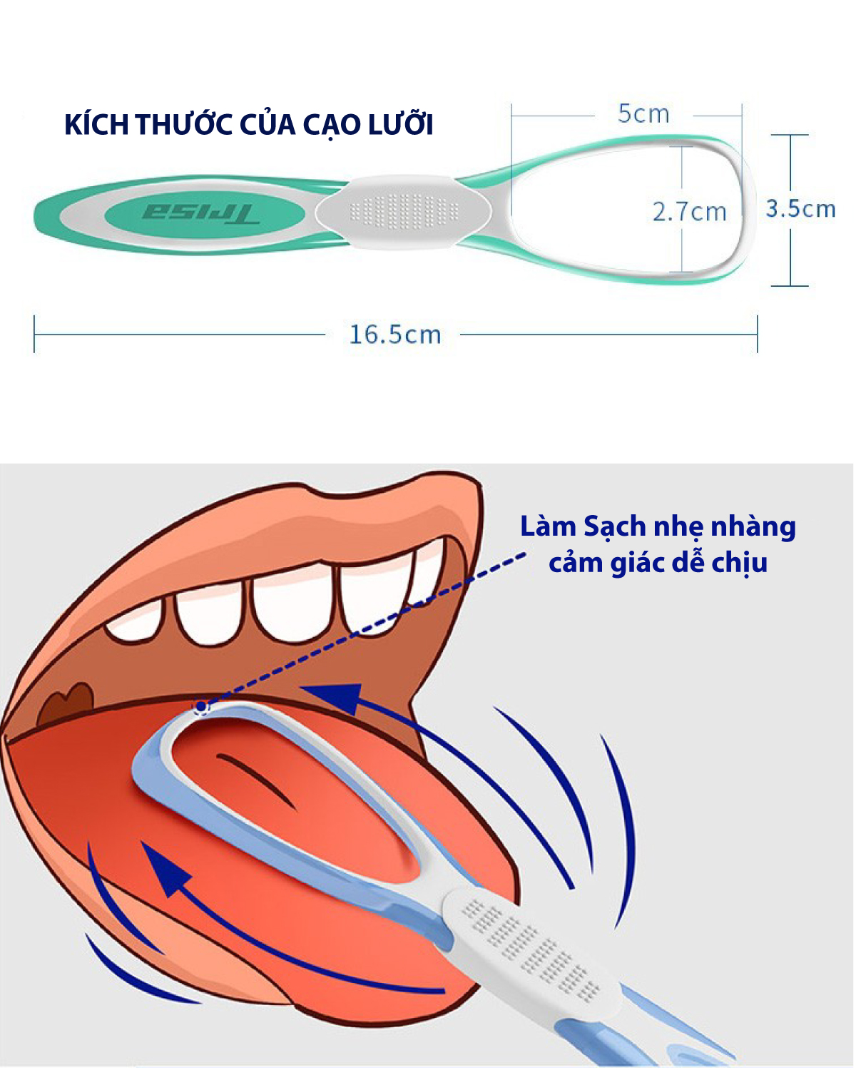 Dụng Cụ Cạo Lưỡi Người Lớn Sản Xuất Tại Thụy Sĩ Trisa Double Action