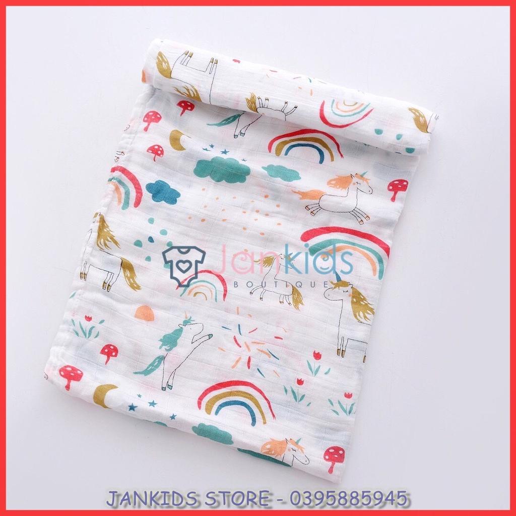 Khăn tắm sợi tre muslin swaddle 2 lớp kích thước 120x120cm, khăn tắm cuộn siêu thấm siêu mềm