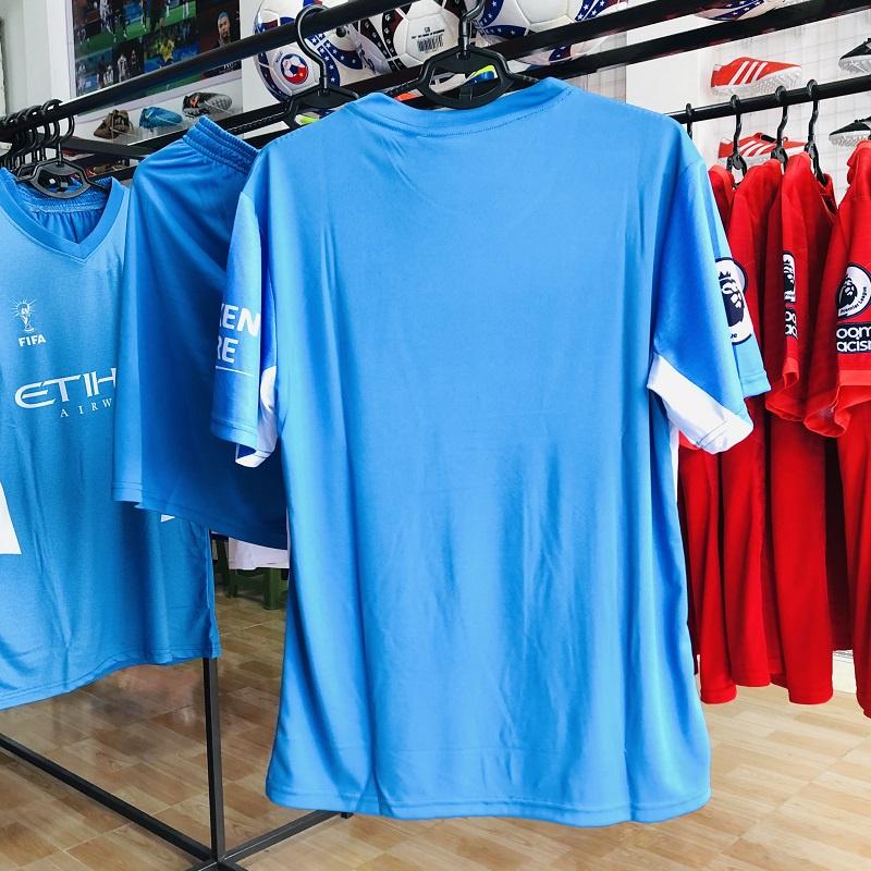 Bộ đồ bóng đá vải thun thun lạnh thể thao CLB Man City Xanh