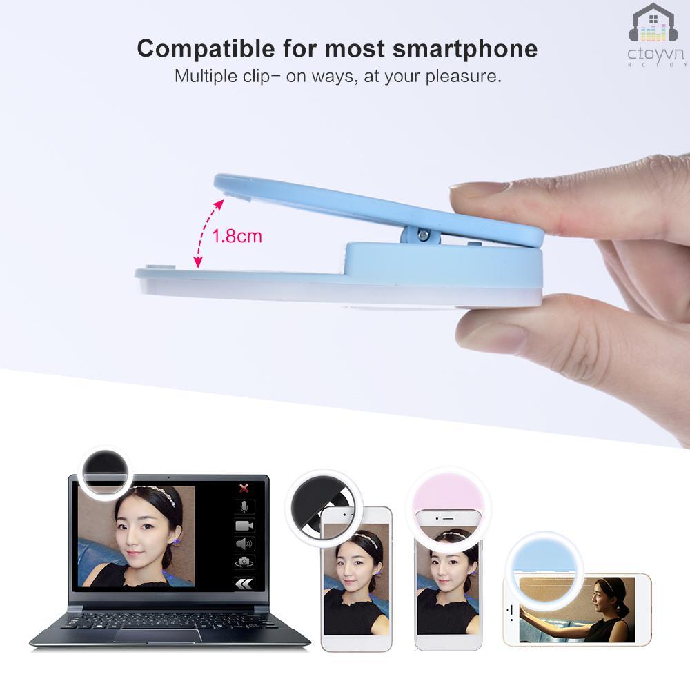 Vòng đèn LED 36 bóng mini có kẹp gắn điện thoại 3 chế độ kèm sạc USB tiện dụng