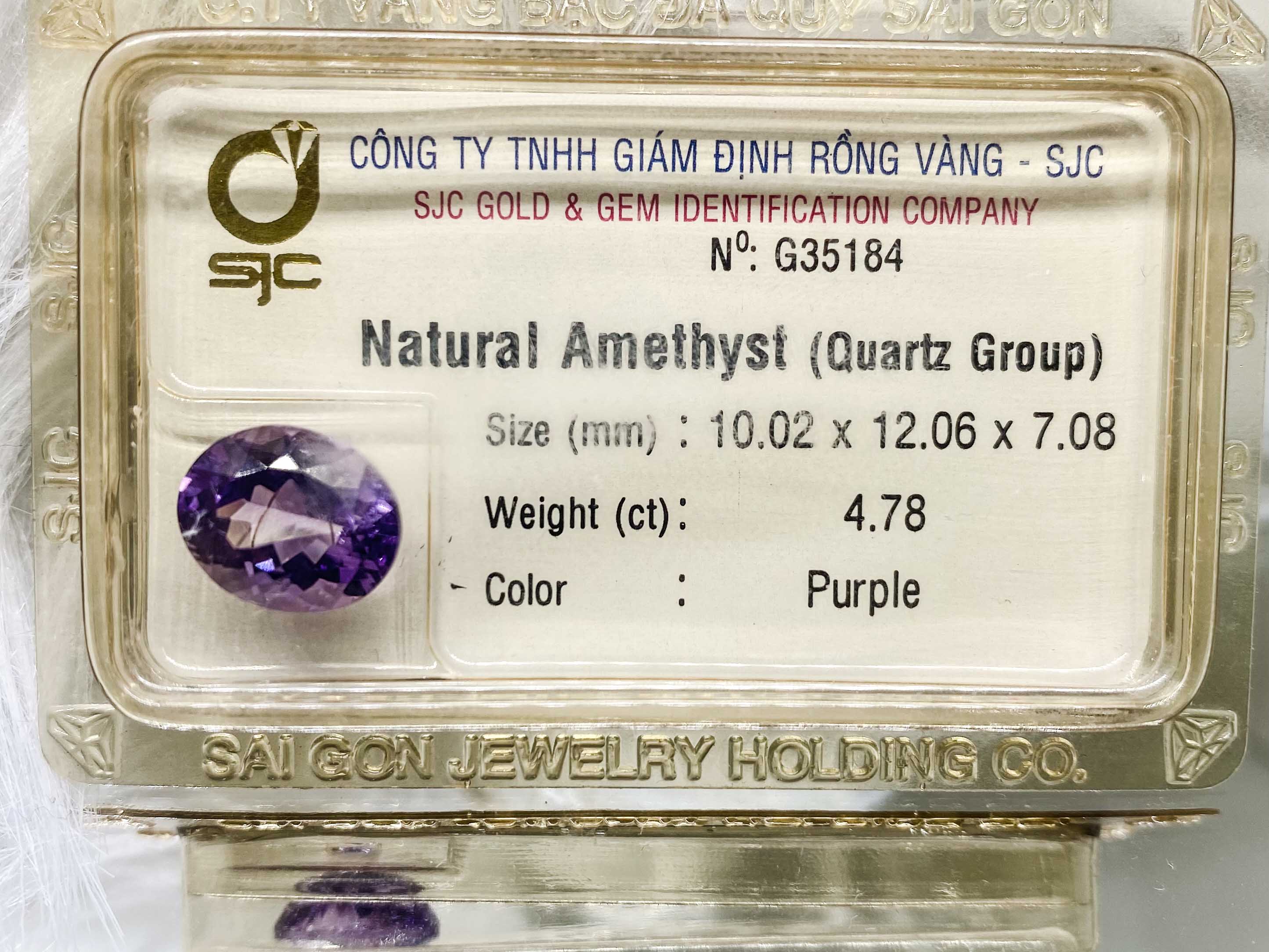 Viên thạch anh tím amethyst màu đậm hàng Nam Mỹ oval 4.78ct 35184