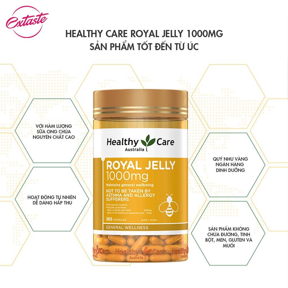 Sữa ong chúa Healthy Care Royal Jelly 1000mg 365 viên chống lão hóa tăng hormone nữ