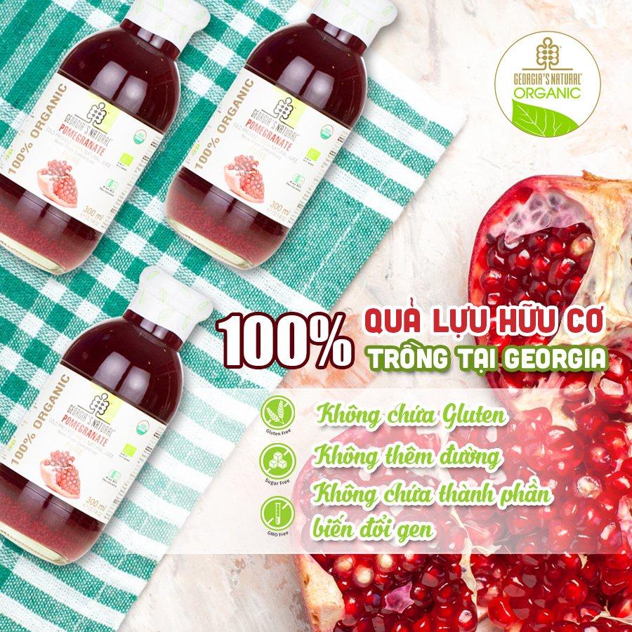 Nước Ép Trái Cây 100% Hữu Cơ Lựu Tự Nhiên Tăng Cường Vitamin C Georgia's Natural - ORGANIC Pomegranate Juice - 300ml