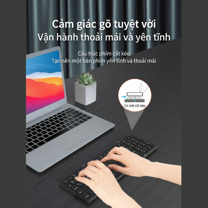 Bàn phím Gấp gọn mini không dây Bluetooth B89 - pin sạc TypeC cho PC Laptop điện thoại máy tính bảng hàng nhập khẩu