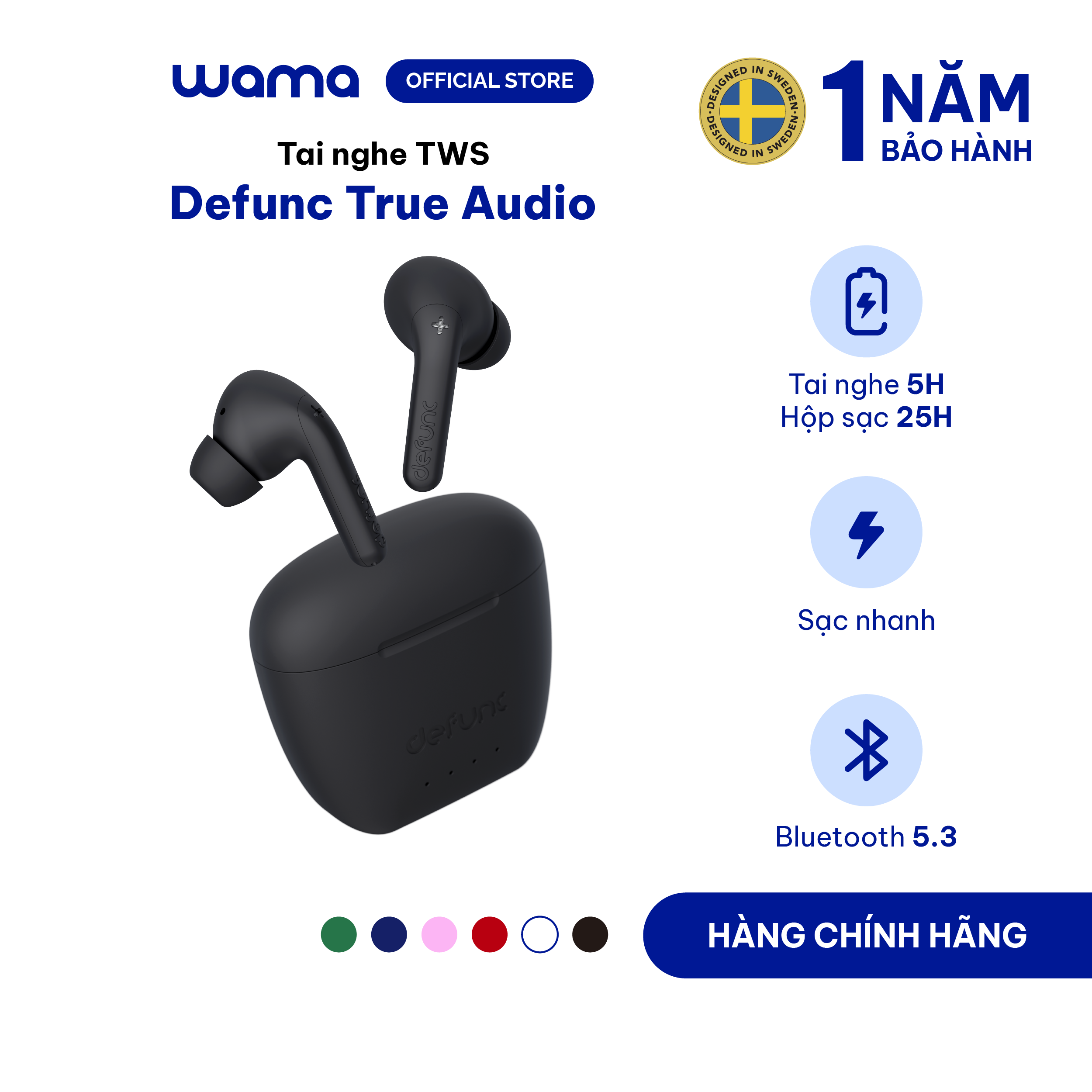 Tai nghe TRUE AUDIO TWS Earbuds Defunc - Hàng chính hãng -  Bảo hành chính hãng 1 năm