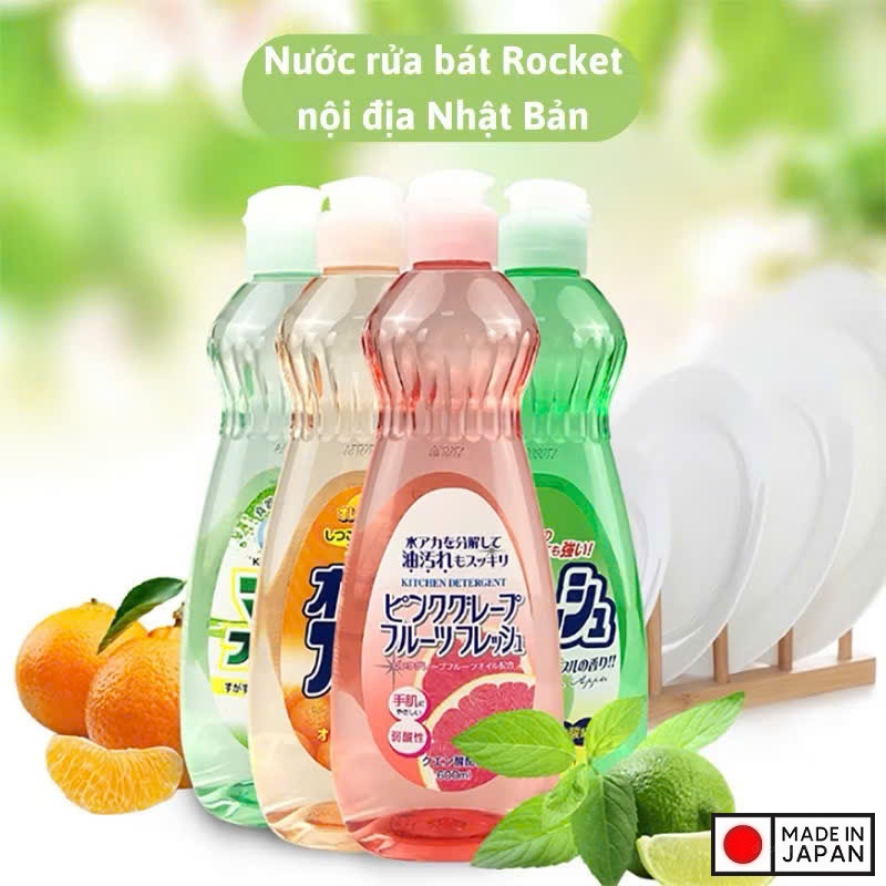Nước rửa chén bát rau củ quả, đồ ăn dặm cho bé Rocket 600ml - Made in Japan