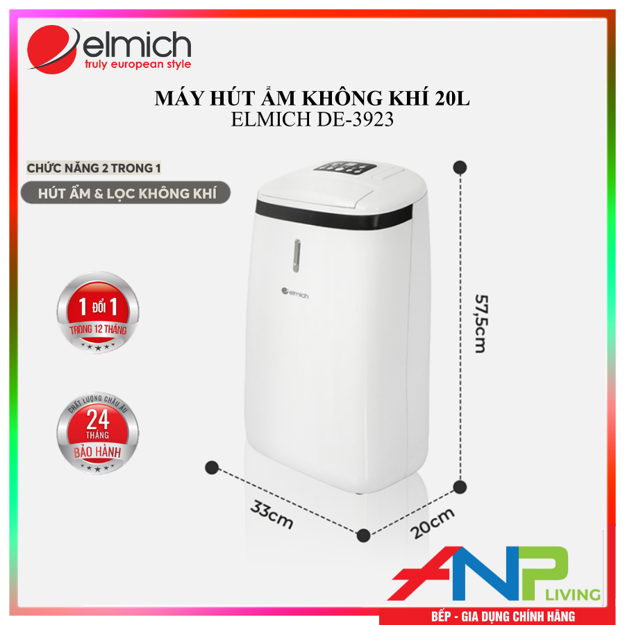 Máy hút ẩm không khí Elmich DE-3923 (Dung Tích 20L - Công suất 390W) - Hàng Chính Hãng