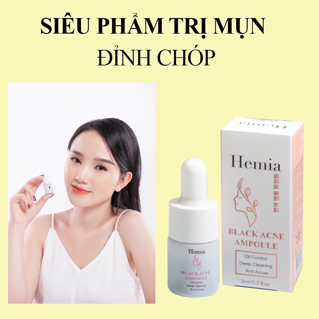 Detox Mụn 24H Hemia Black Acne Ampoule Giúp Da Hết Mụn-Giảm Thâm-Căng Bóng-Se Khít Lỗ Chân Lông-Made In Korea