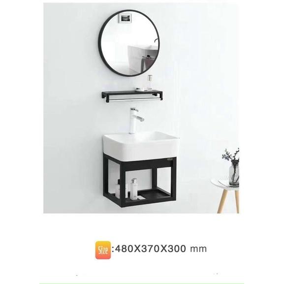 BỘ 4 MÓN TỦ + CHẬU LAVABO + KỆ GƯƠNG + GƯƠNG