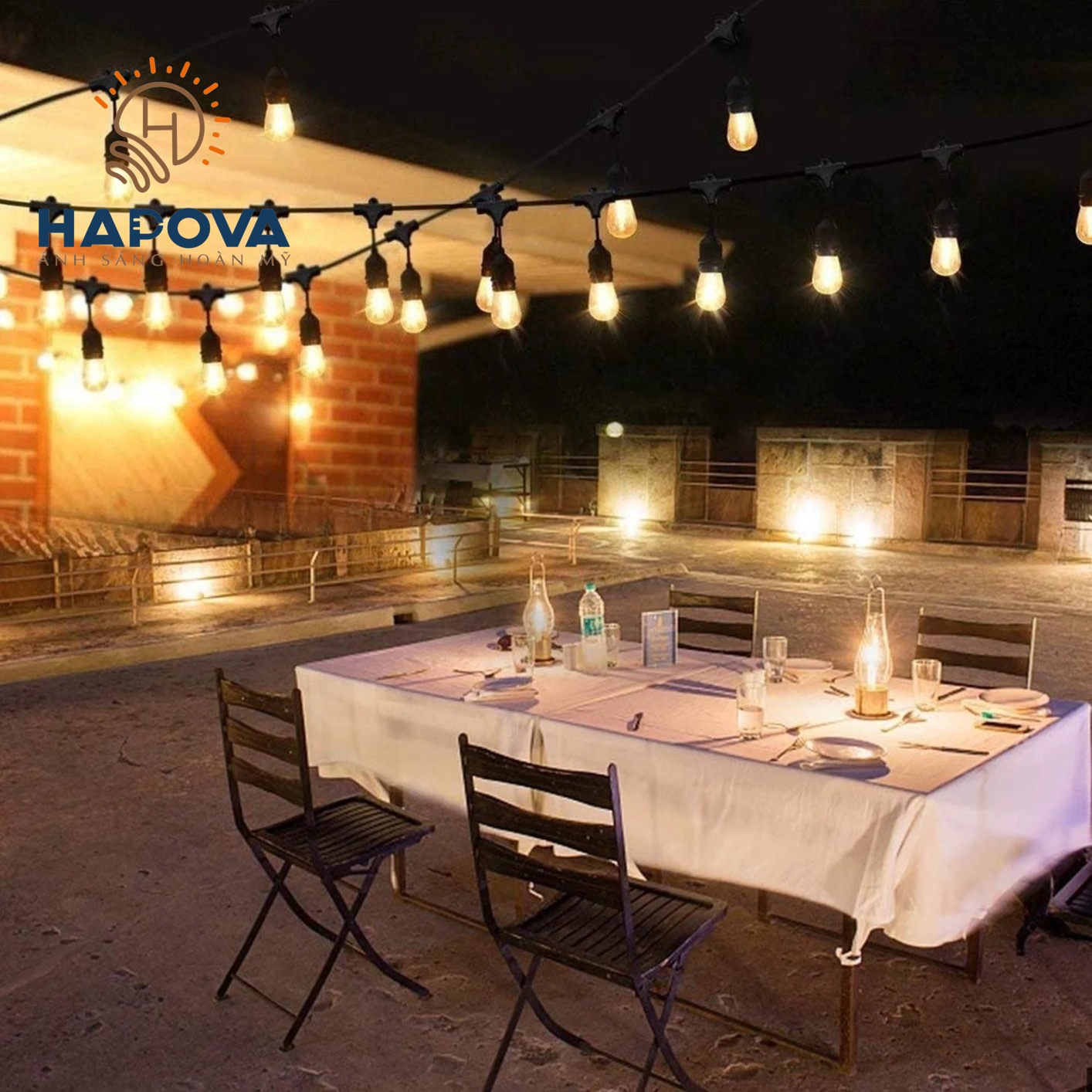 Dây đèn thả ngoài trời 10 mét 20 đui HAPOVA ORALIE 6515