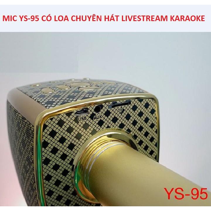 Micro Bluetooth YS 95, Mic Chuyên Hát Karaoke LiveStream Có Loa Thu Âm, Auto Tune , Giả Dọng, Kiêm Loa Bluetooth