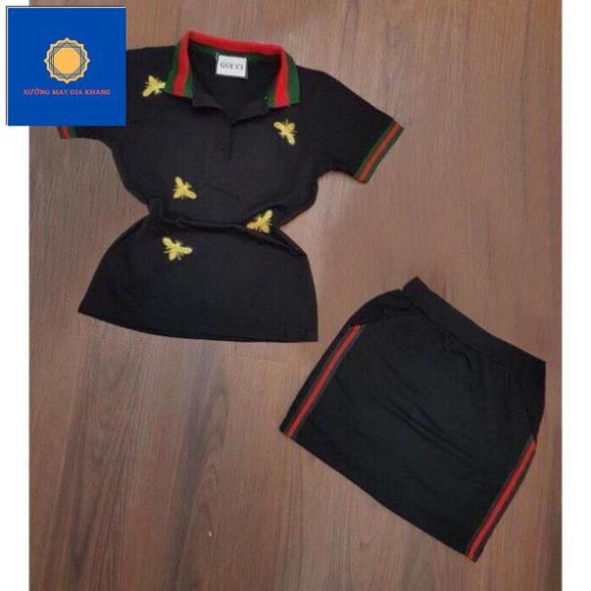 Set áo váy bé gái, thời trang, hình thêu, chất cotton thoải mái - Xưởng may - Gia Khang.