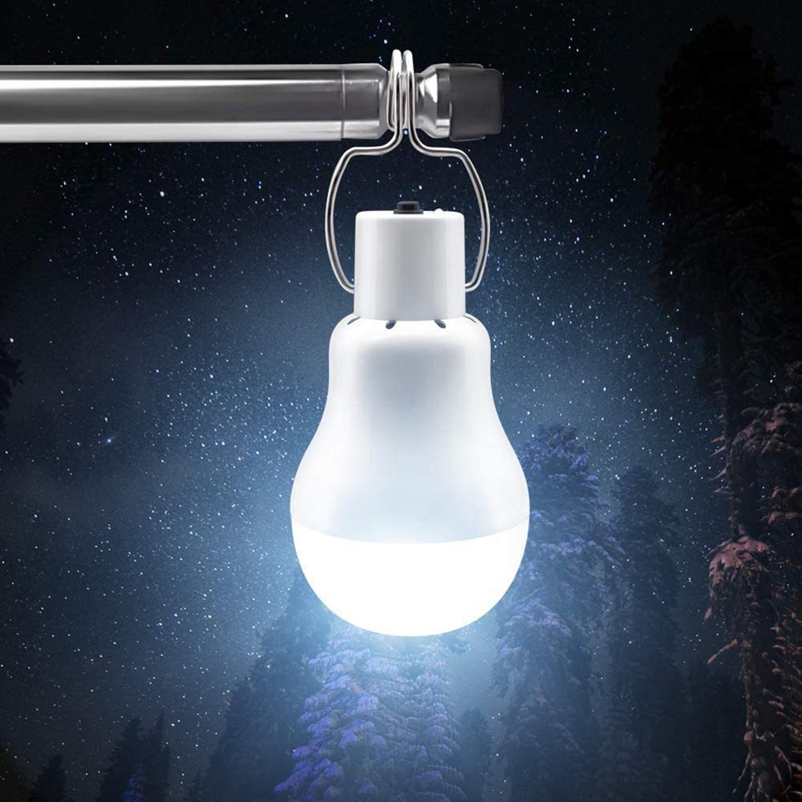 Portable LED Bulb Light Camping Solar Powered Panel Hanging Lamp Indoor