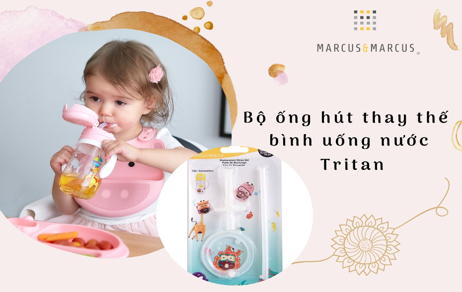 Bộ ống hút thay thế bình uống nước Tritan Marcus & Marcus