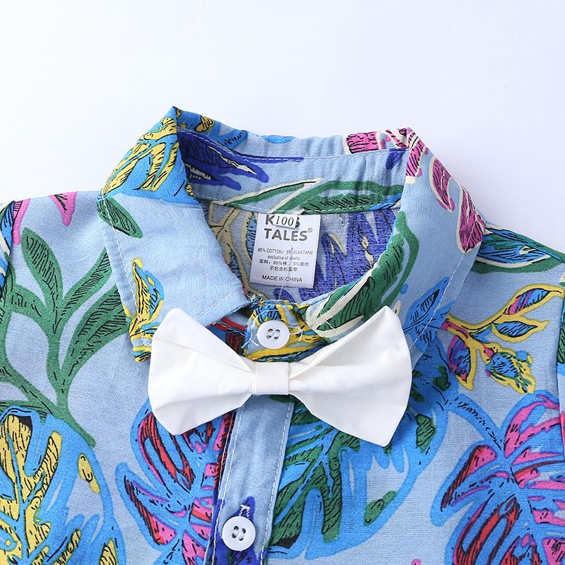 Mùa Hè Bé Trai Liền Quần Cho Trẻ Sơ Sinh Cho Bé Thắt Nơ Quần Áo Hình Bông Jumpsuit Nhiều Màu Sắc Lá Thời Trang Áo Sơ Mi 6-24M