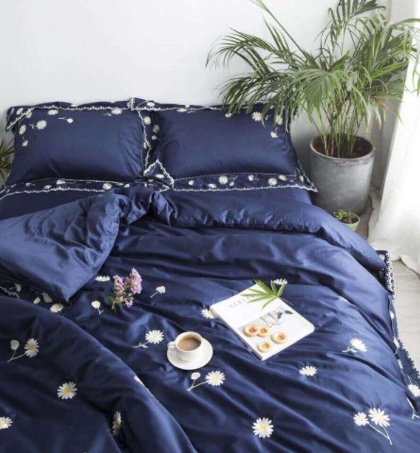 BỘ CHĂN GA GỐI COTTON CÚC HỌA MI