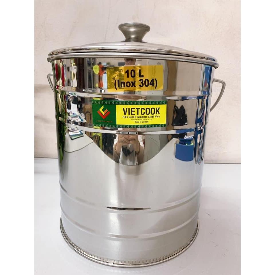 Bình đựng nước sữa, nước, thực phẩm inox 304 10 lít,15 lít, 20lít ko vòi ,Xô inox có nắp đậy