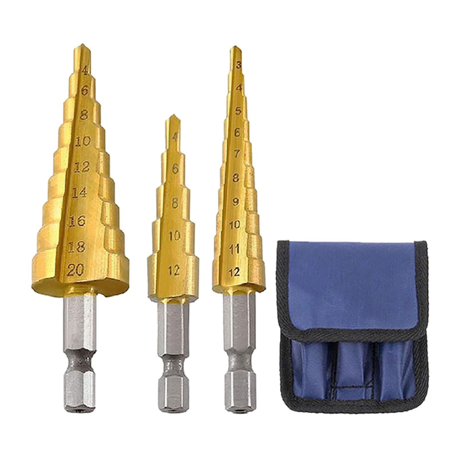3x Step Drill Bit Portable Drilling for Hole Cutter Wood Core Drilling