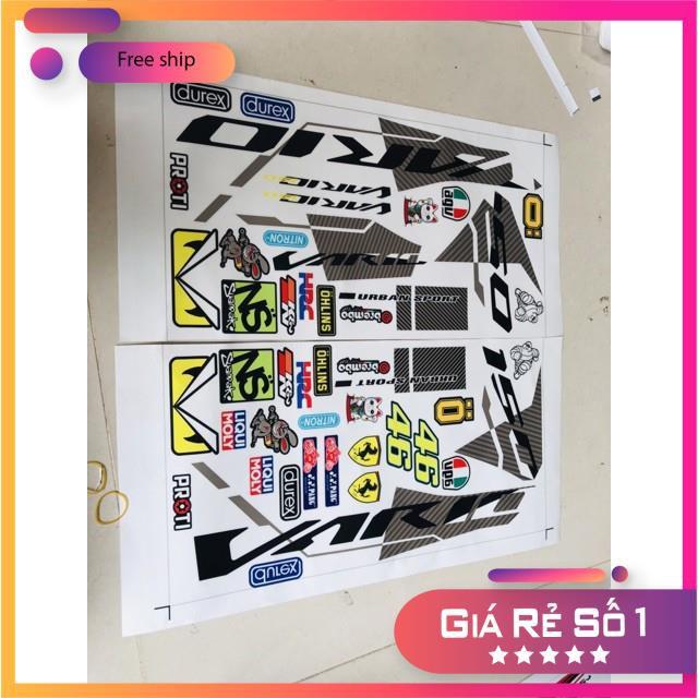Tem rời dành cho xe Vario 150 xám đen in decal trong