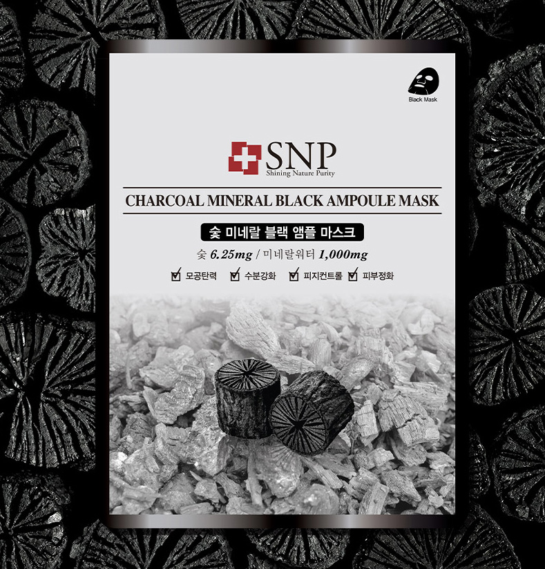 Hộp Mặt Nạ Than Hoạt Tính Se Khít Lỗ Chân Lông SNP Charcoal Mineral Black Ampoule Mask