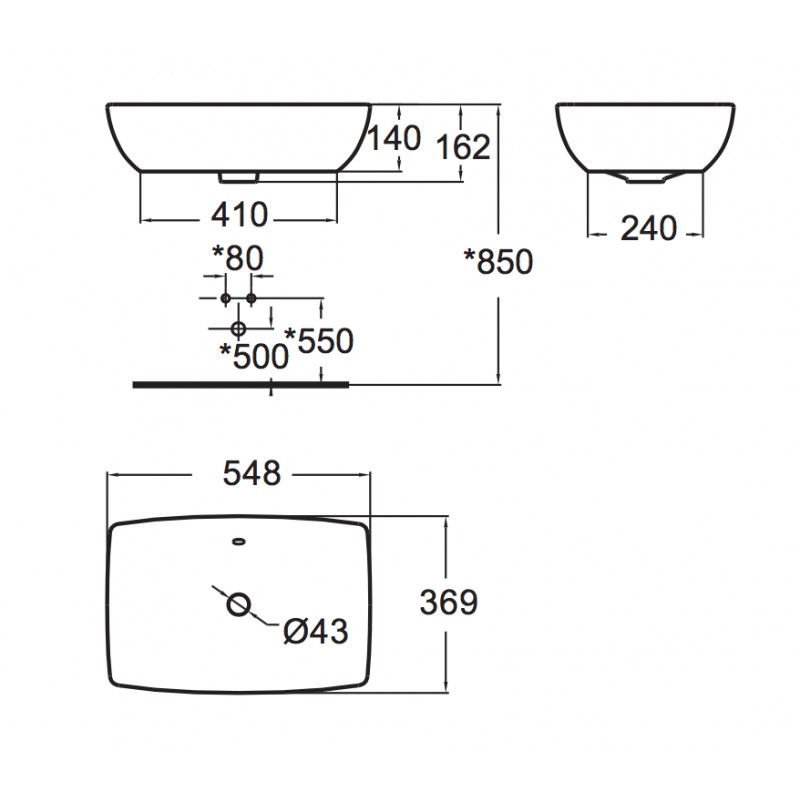 Chậu rửa lavabo đặt trên bàn American Standard WP-F650 Milano 