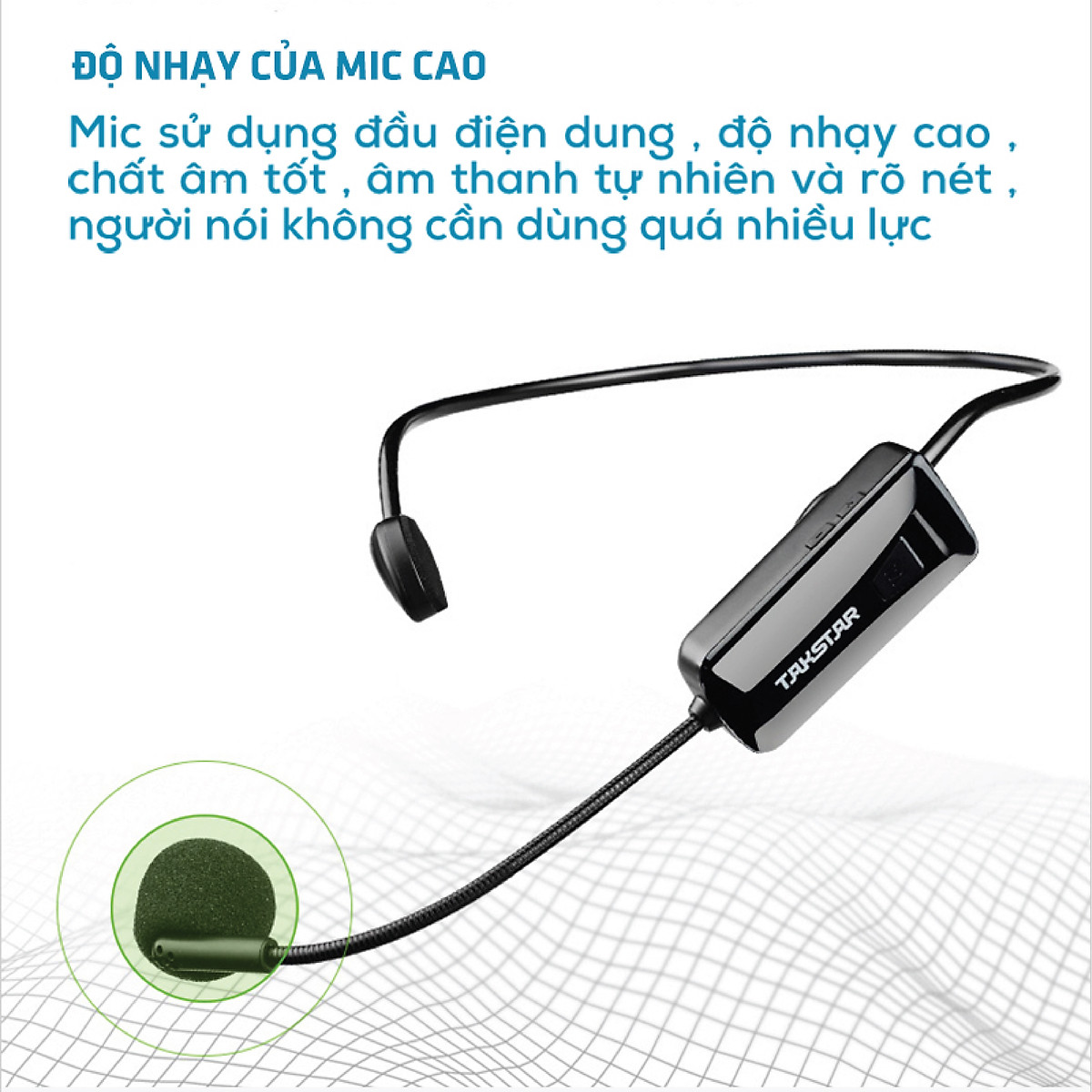 Micro không dây, mic không dây, micro cài đầu không dây TAKSTAR HM-200W công nghệ UHF - AVSTAR - hàng chính hãng