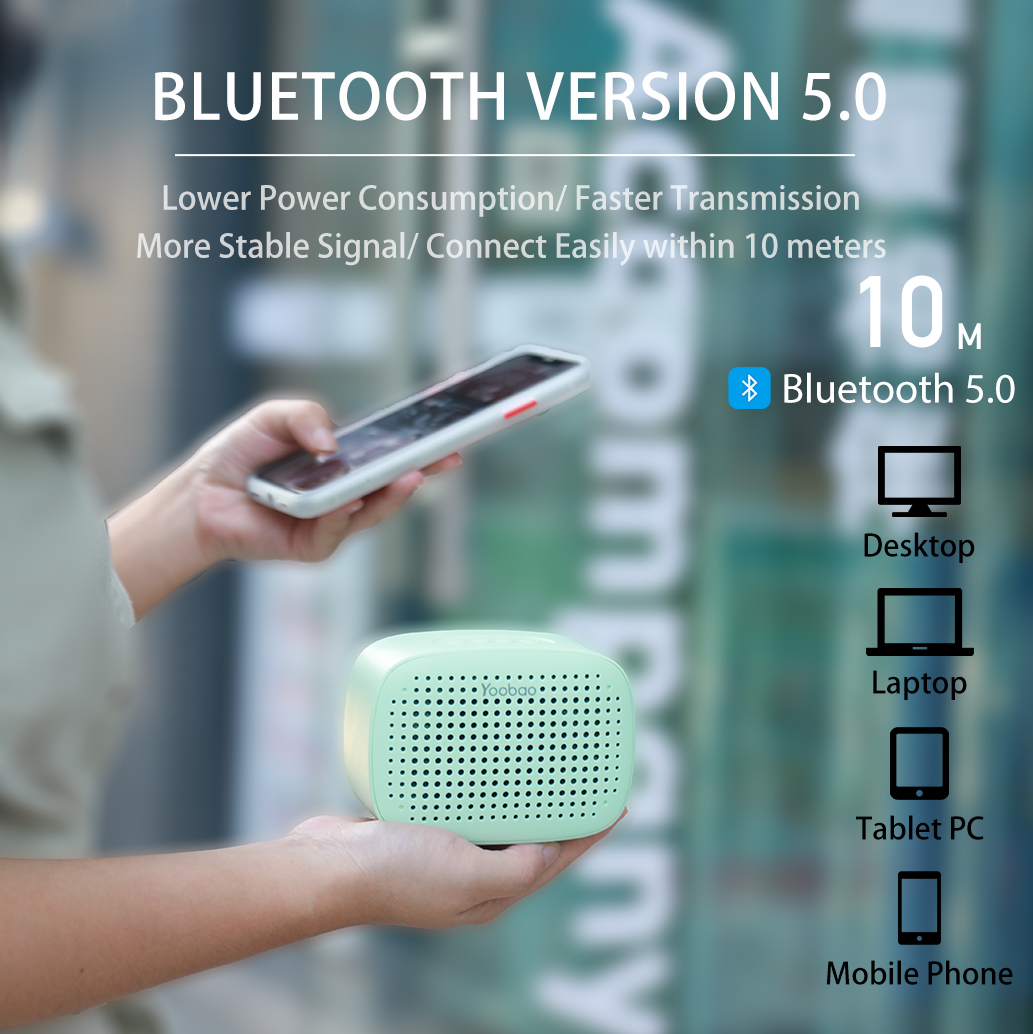 Loa Bluetooth Mini Yoobao M2 Âm Thanh HIFI Bluetooth 5.0 Công Xuất 3w Âm Thanh Sống Động Có Cổng Micro SD - Hàng Chính Hãng