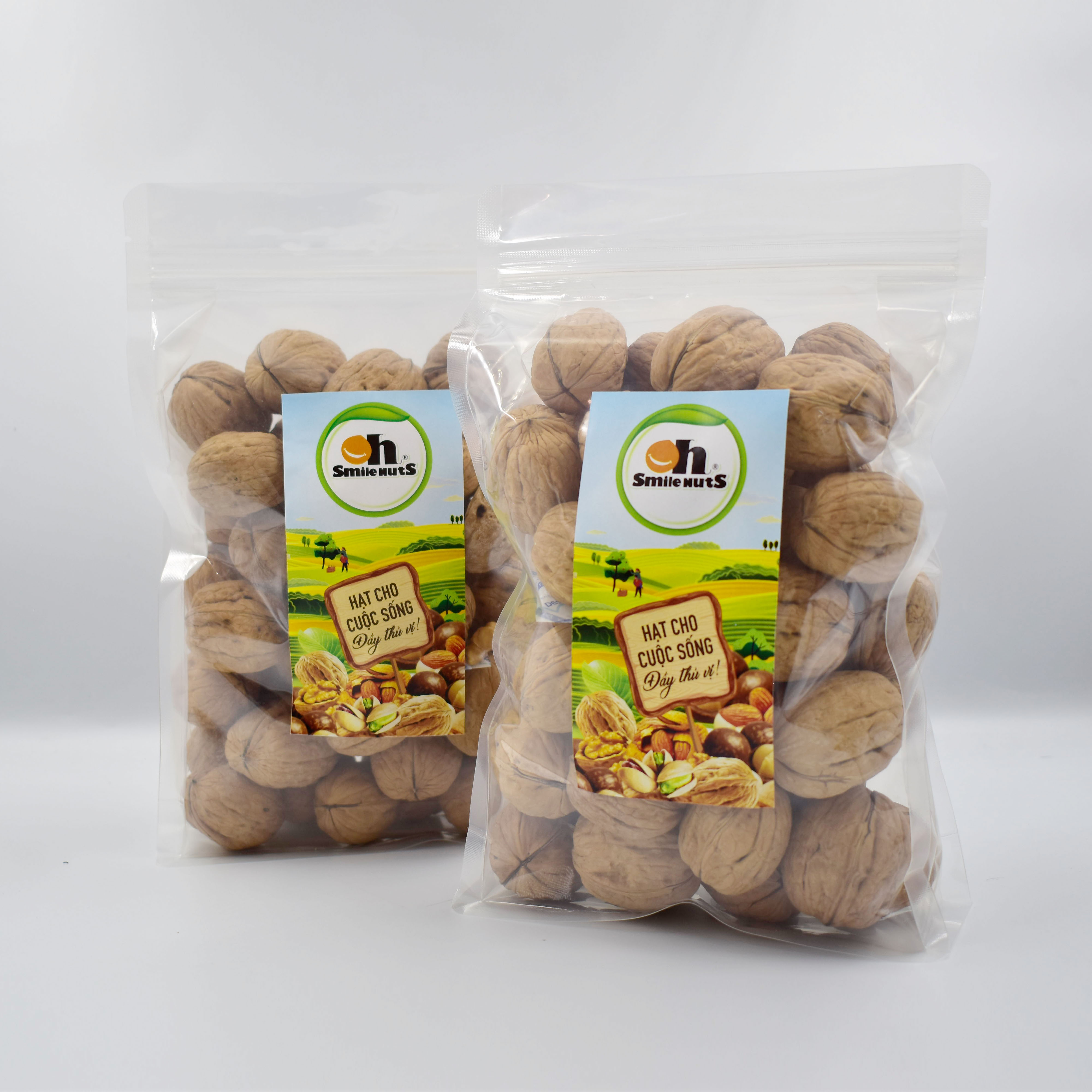 Quả Óc Chó nguyên vỏ Chile SMILENUTS túi 500g - Quả Óc Chó Chandler nhập khẩu - Hàng vỏ mỏng, nhân dày - Tặng kèm dụng cụ tách hạt