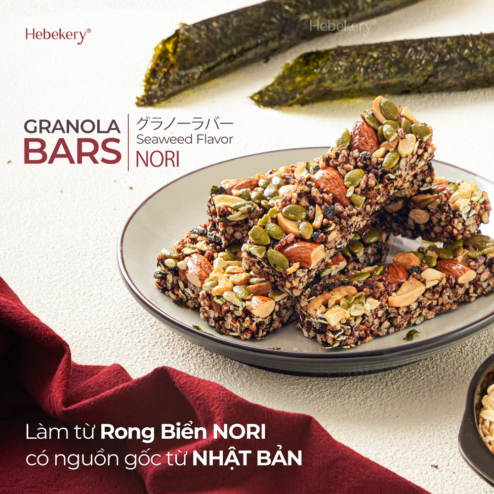 Thanh Hạt Dinh Dưỡng Rong Biển Nori Nhật Bản Hebekery - Snack Rong Biển Ăn Vặt Healthy Đầy Đủ Dinh Dưỡng