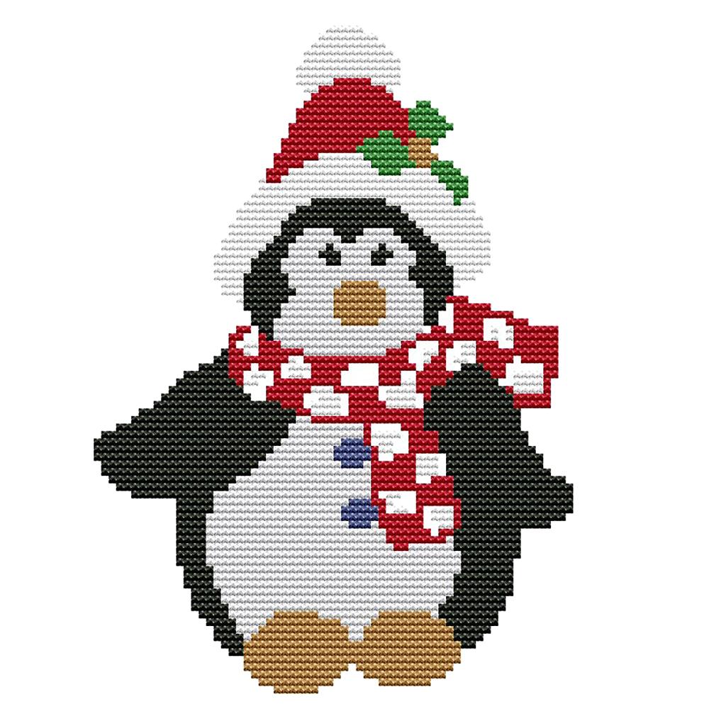 DIY Stamped Cross Stitch Kit Penguin Patterns for Adult Beginners 7.87 X 9.84