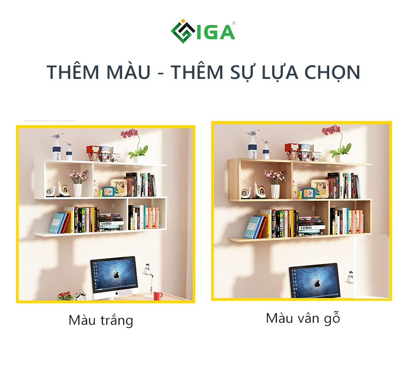 Kệ Sách Treo Tường Giá Sách Gỗ Treo Tường Thương Hiệu IGA - GP13