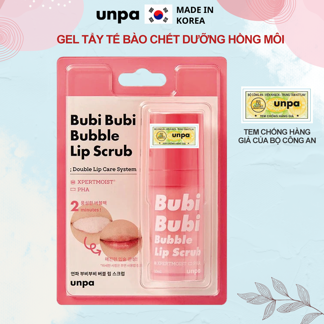 Gel Tẩy Tế Bào Chết Sủi Bọt Cho Môi Unpa Bubi Bubi Bubble Lip Scrub Red 10ml