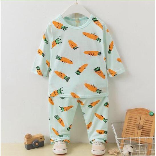 Đồ Bộ Bé Trai Bé Gái Bộ dài cotton xuất Hàn mới nhất hàng Quảng Châu 