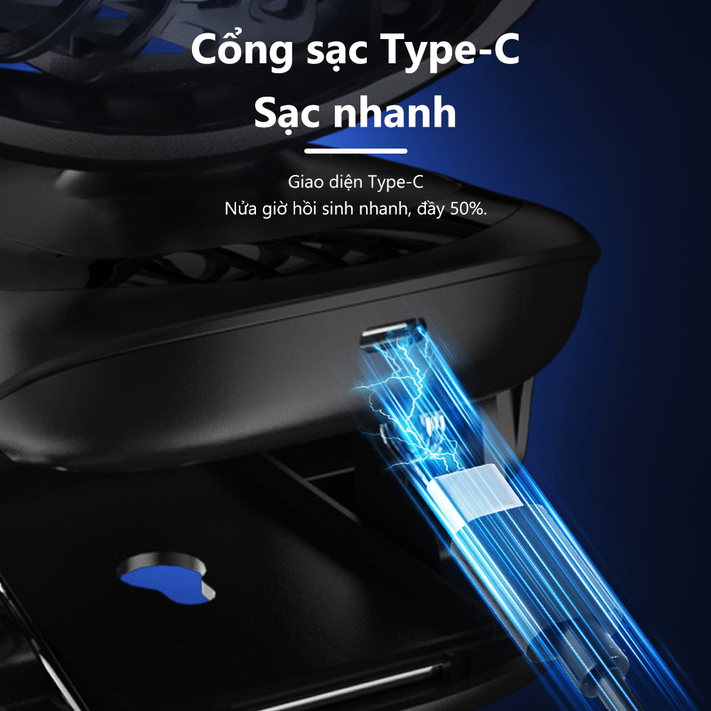 [HÀNG CHÍNH HÃNG GOOJODOQ] FS048 -  Quạt USB  3000MAh Bàn Xoay Mini Kẹp Di Động Màn Hình LED Quạt Di Động 5 tốc độ Bảo Hành Chính Hãng