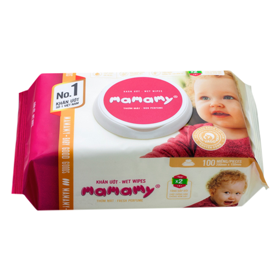 Khăn Giấy Ướt Hương Thơm Mát, Kháng Khuẩn An Toàn Cho Bé Mamamy - Hồng