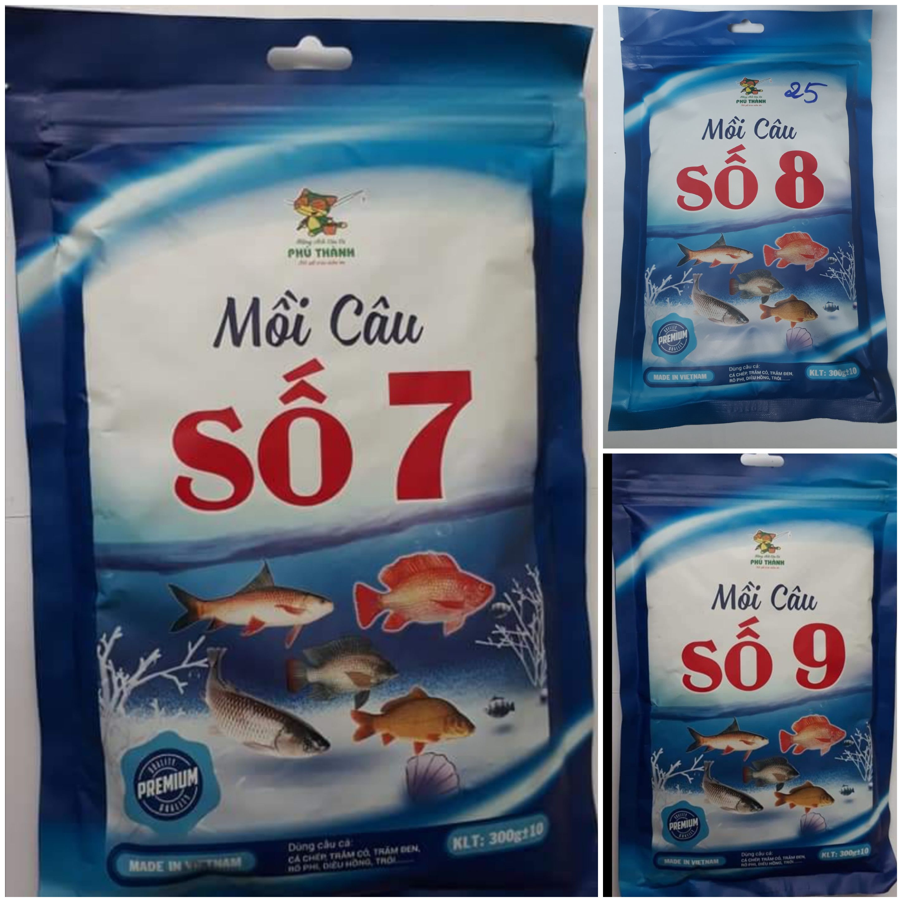 Combo_bài mồi gồm Mồi Câu Cá Số 7,8,9 - Bộ 3 kết hợp hoàn hảo của Hãng Phú Thành