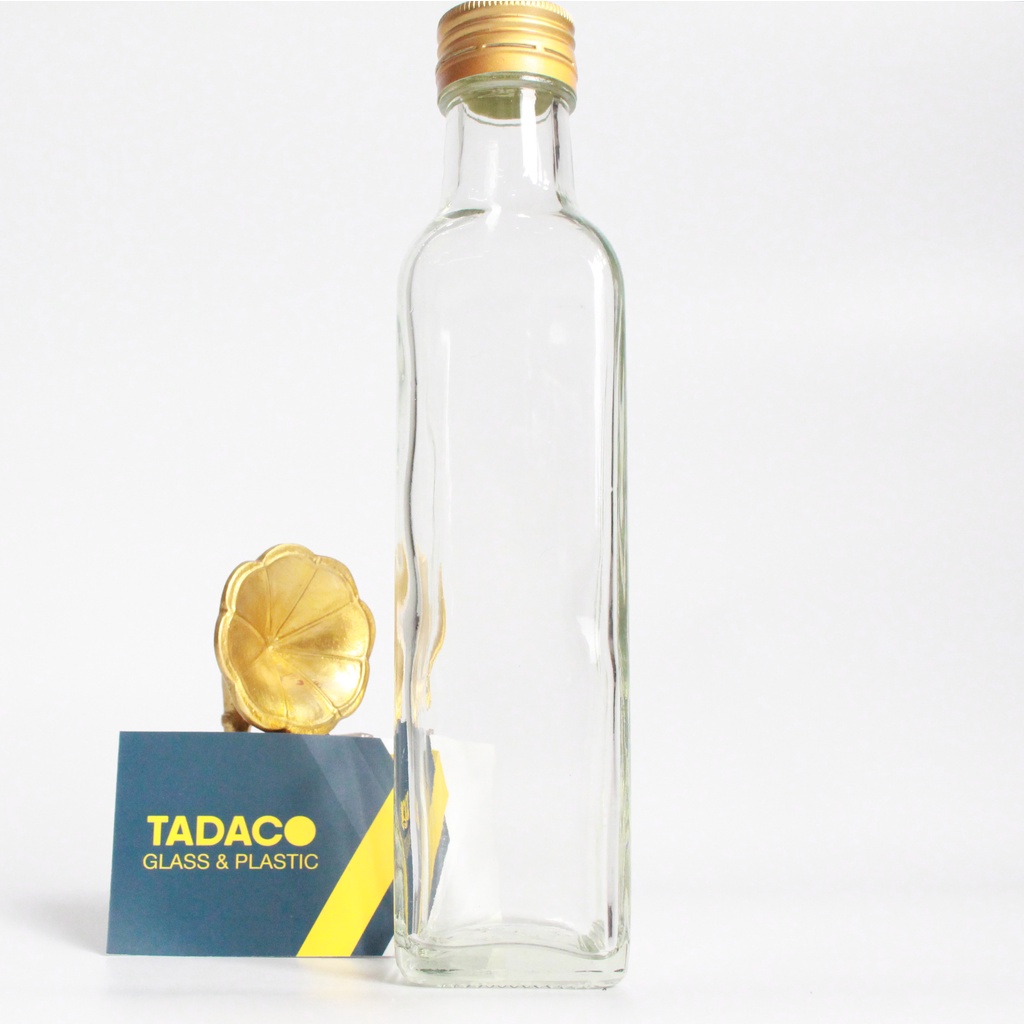 Chai thủy tinh 250ml FREE SHIP Chai đựng mật ong, chất lỏng 250ml nắp nhôm vàng