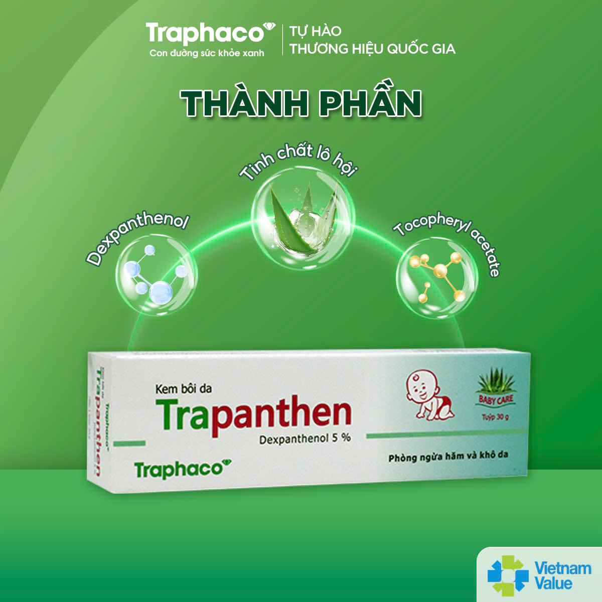 TRAPANTHEN- PHÒNG NGỪA HĂM VÀ KHÔ DA- Hộp 1 tube 30 g