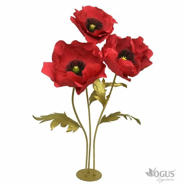 Cây hoa trang trí - Hoa Poppy mút xốp cao cấp 03 bông - Đỏ đun - BST Ogus 2019