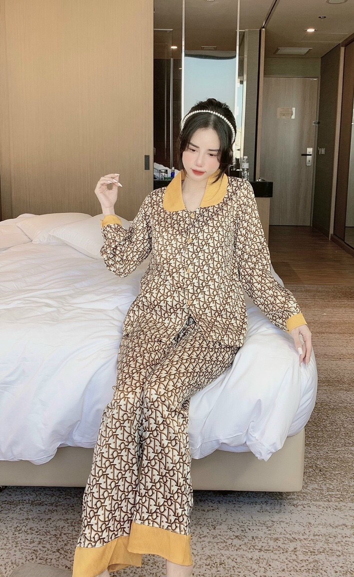 (DƯỚI 58KG) Đồ bộ nữ pijama lụa xước cổ sen mềm mại ngủ mặc nhà tiểu thư tay dài quần dài nhiều kiểu lựa chọn