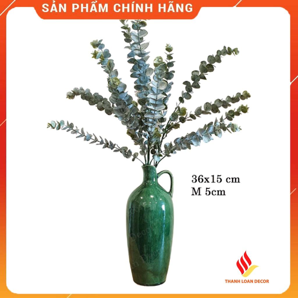 Bình hoa gốm sứ Bát Tràng trang trí decor cỡ to cao 36 cm - Men xanh hỏa biến đẹp