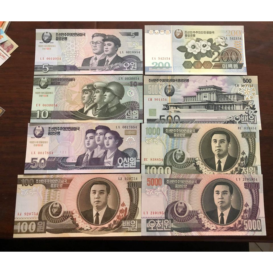 Bộ tiền Triều Tiên đầy đủ 8 tờ, tiền cổ sưu tầm