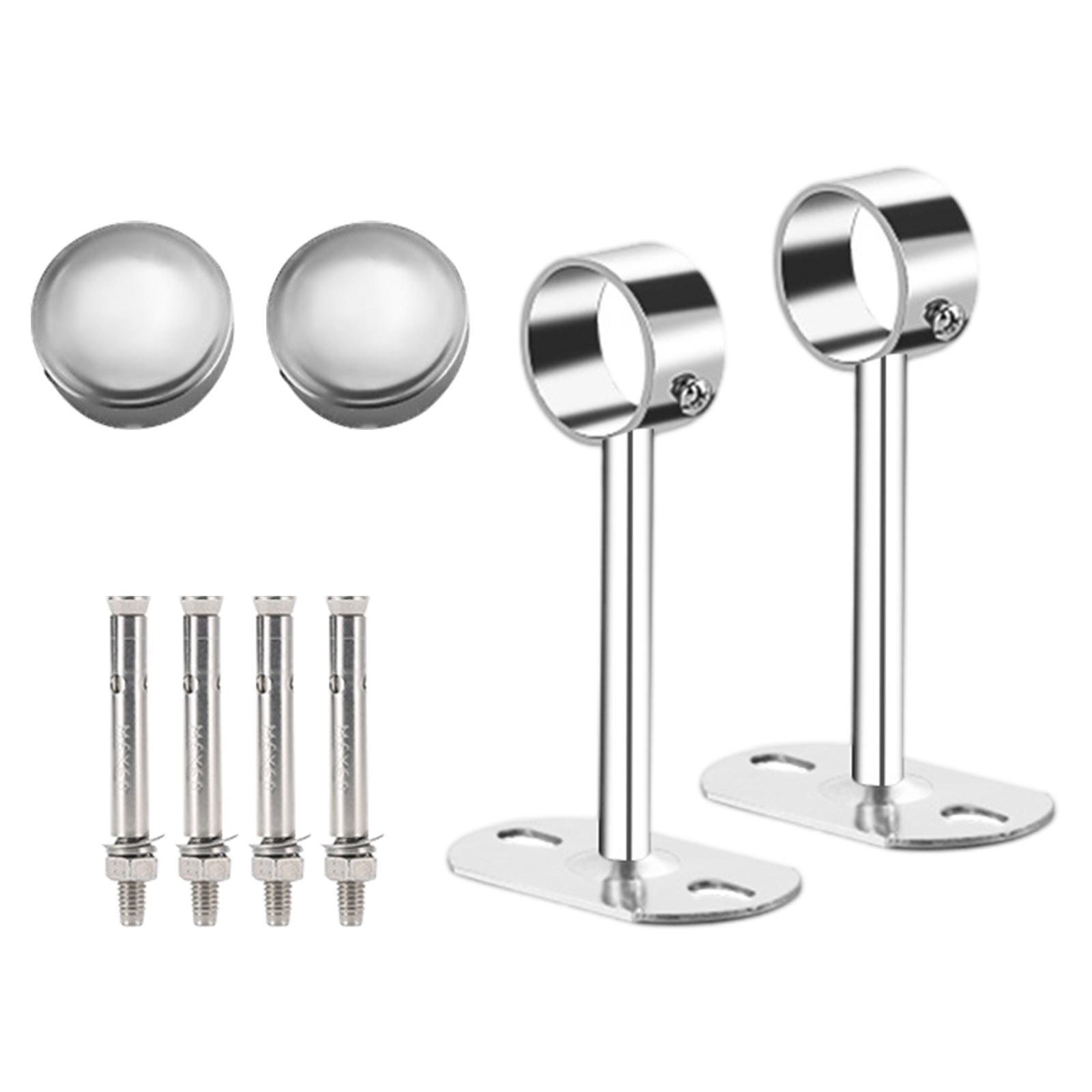 Wardrobe Hanger Pipe Bracket 25mm Dia Clothes Rails Home Use Shower Closet