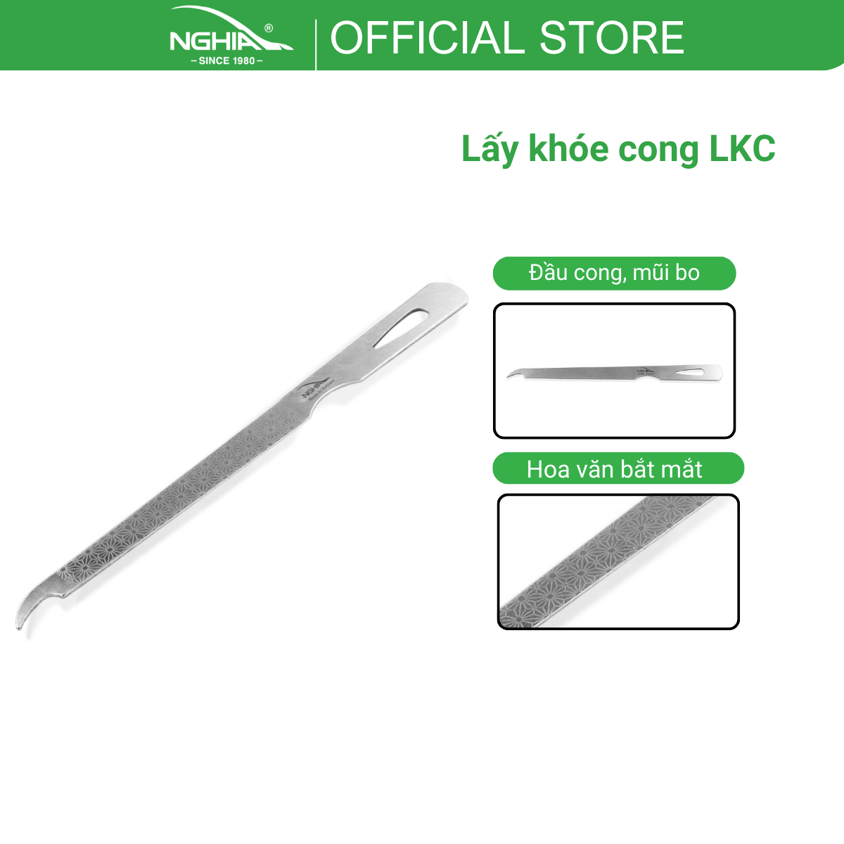 Cây Lấy Khóe Đầu Cong Inox Hỗ Trợ Móc Khóe và Vệ Sinh Khóe KỀM NGHĨA