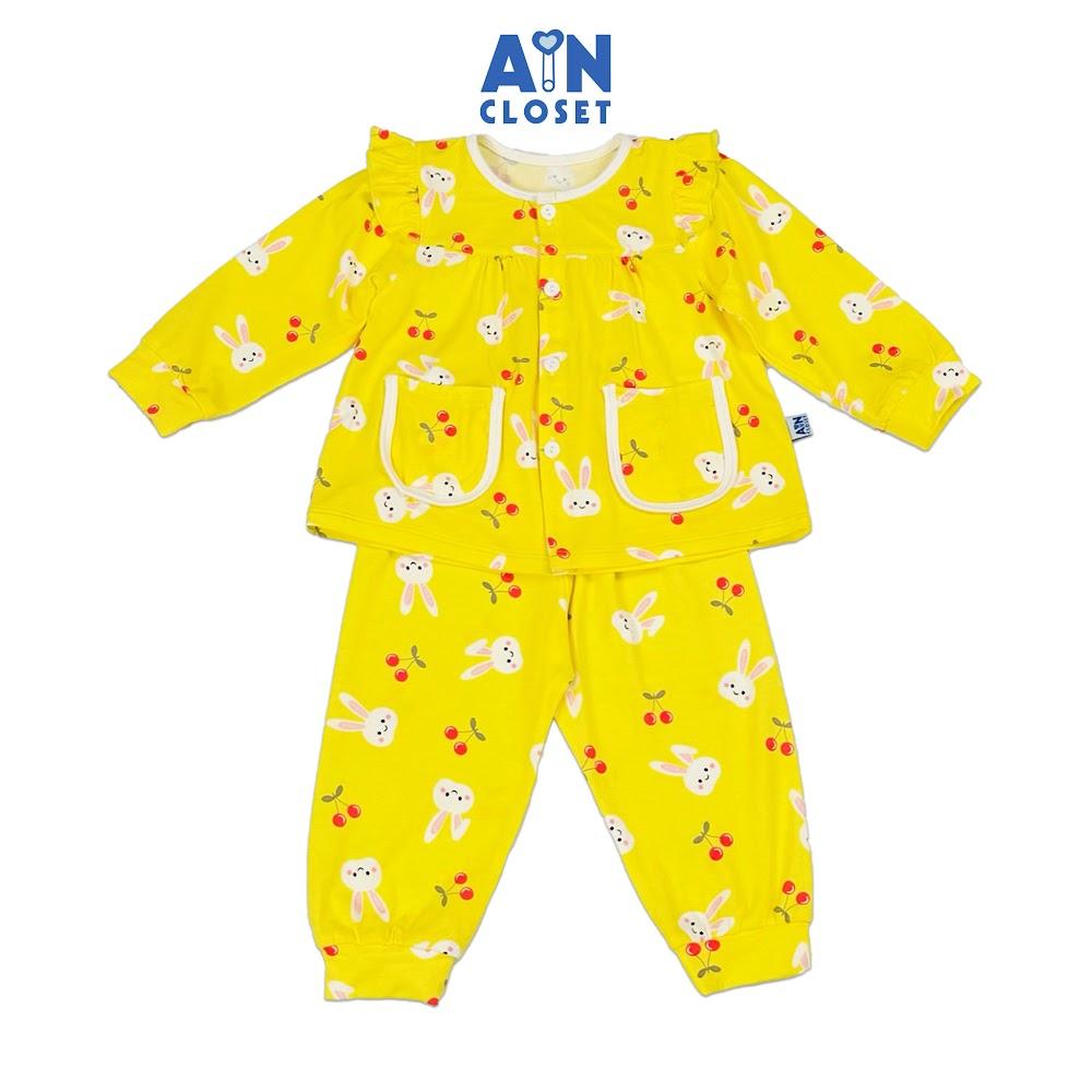 Bộ quần áo Dài bé gái họa tiết Thỏ Cherry Vàng Thun cotton - AICDBGPEARCB - AIN Closet