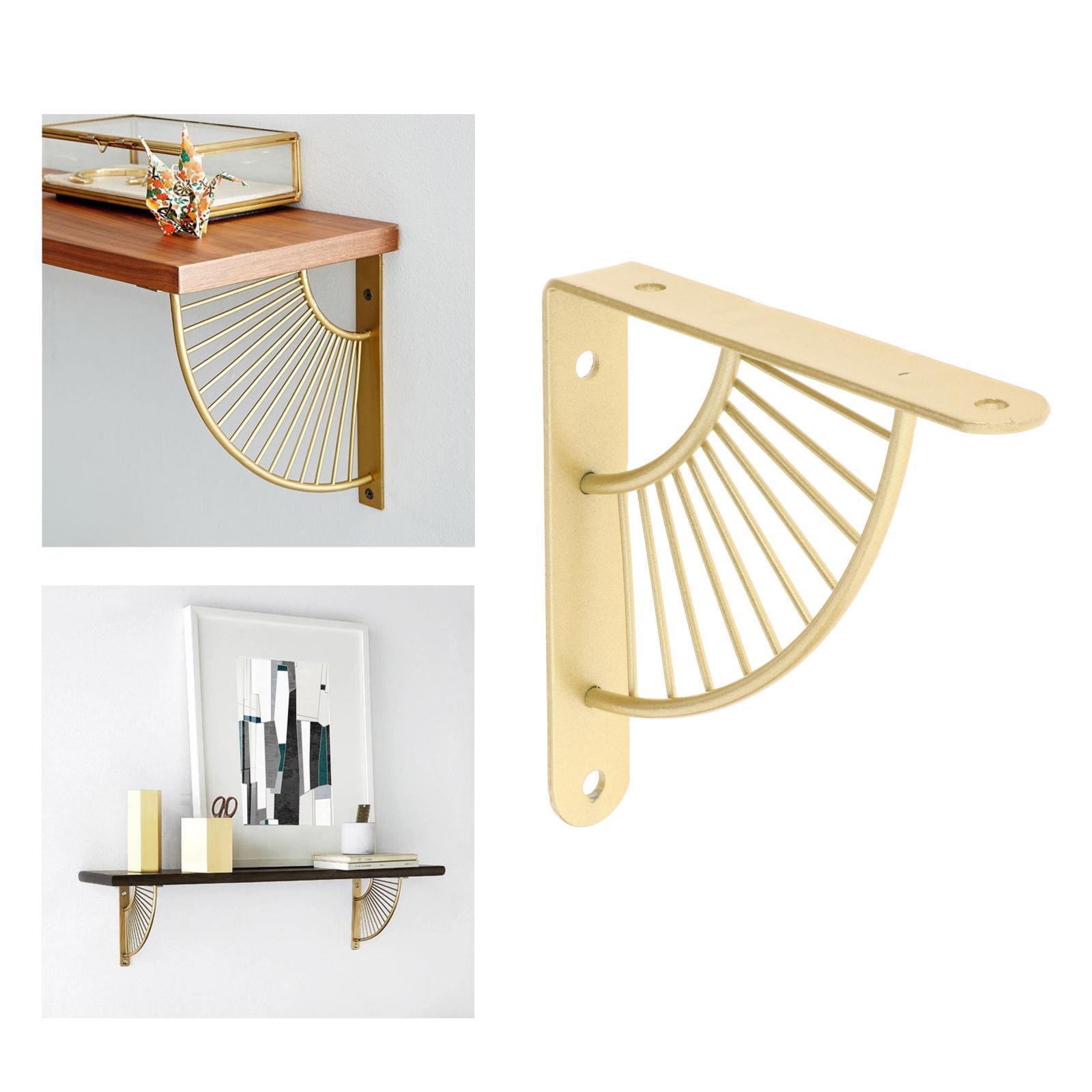 2X Nordic Metal Wall Mount Shelf Bracket Bathroom Kitchen Hardware Golden 15cm