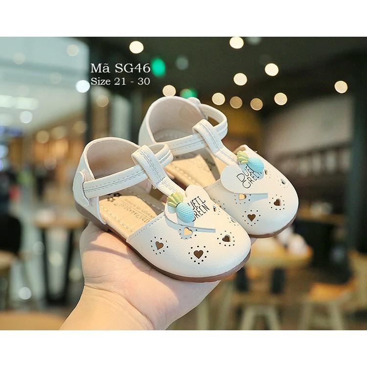 Giày sandal bé gái dáng búp bê công chúa sành điệu kiểu bít mũi thời trang da mềm quai dán tiện dụng SG46